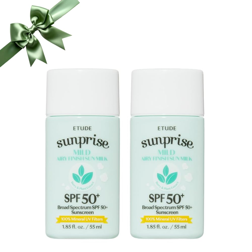 ETUDE Sunprise Sun Milk Duo bottles shown for lightweight, non-sticky daily protection.