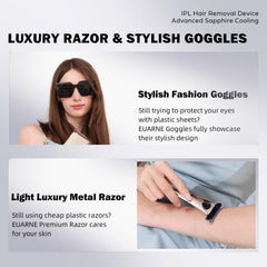 EUARNE laser hair removal device side angle shows portable travel-friendly design.
