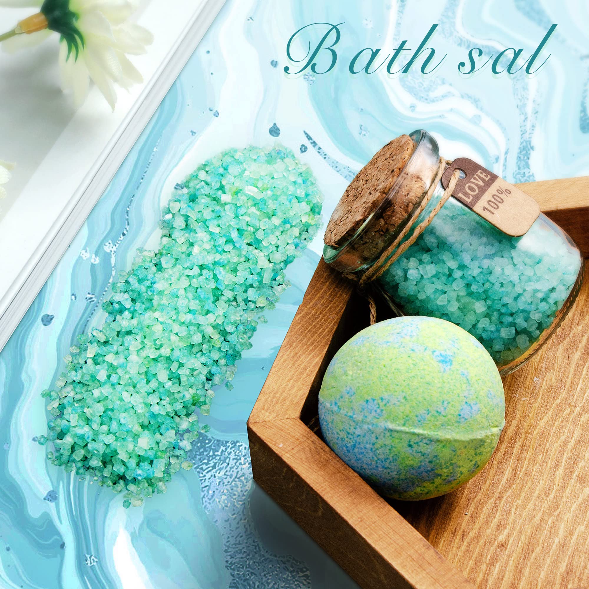 EUASOO bath salt to soothe and refresh during a soak.