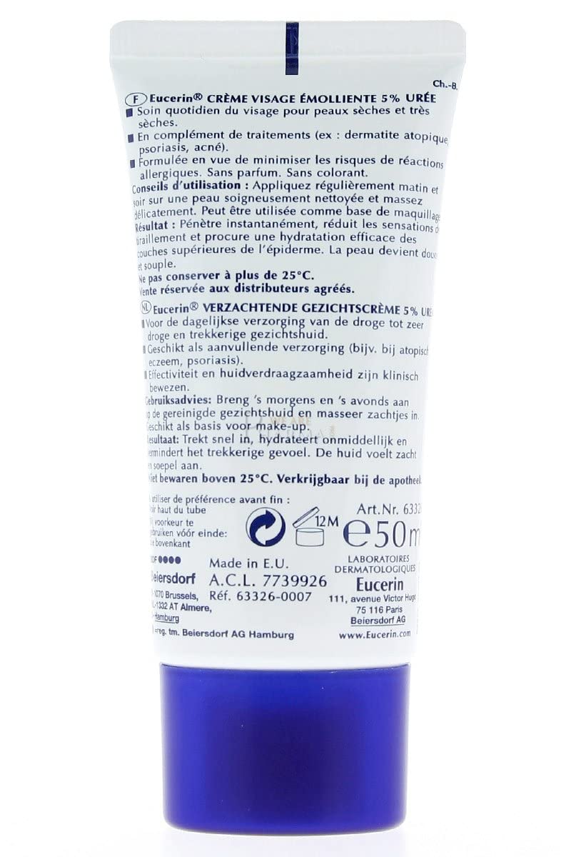 Eucerin 5% Urea texture closeup showing creamy formula.