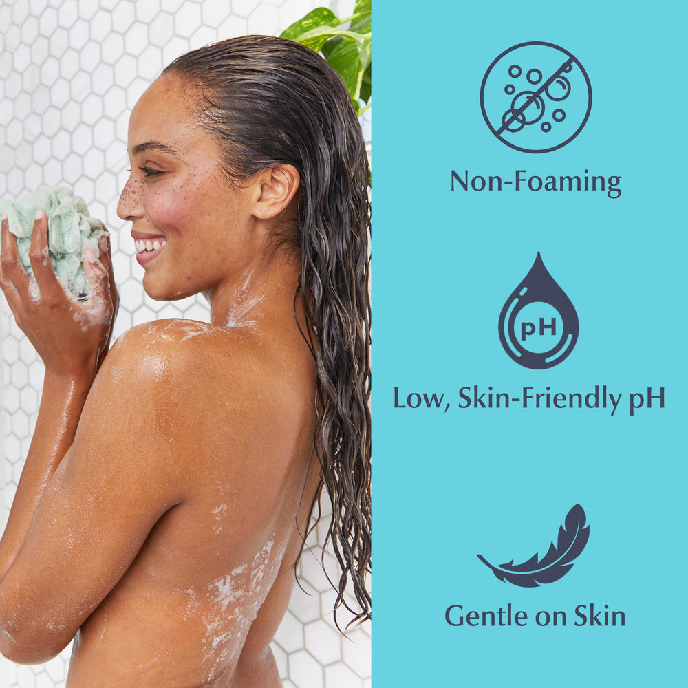Eucerin Advanced Cleansing noncomedogenic badge indicates skin-friendly cleansing.