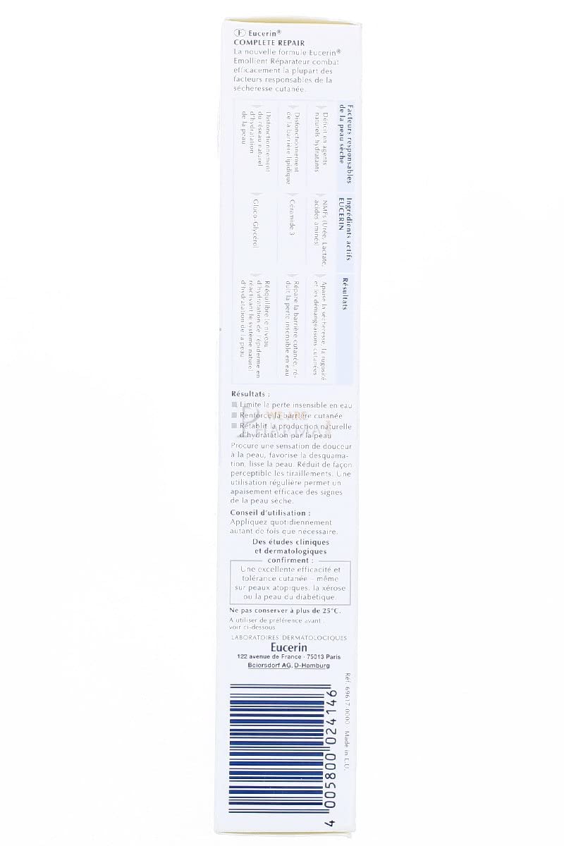 Eucerin emollient on arm during application demonstrates daily hydration routine.