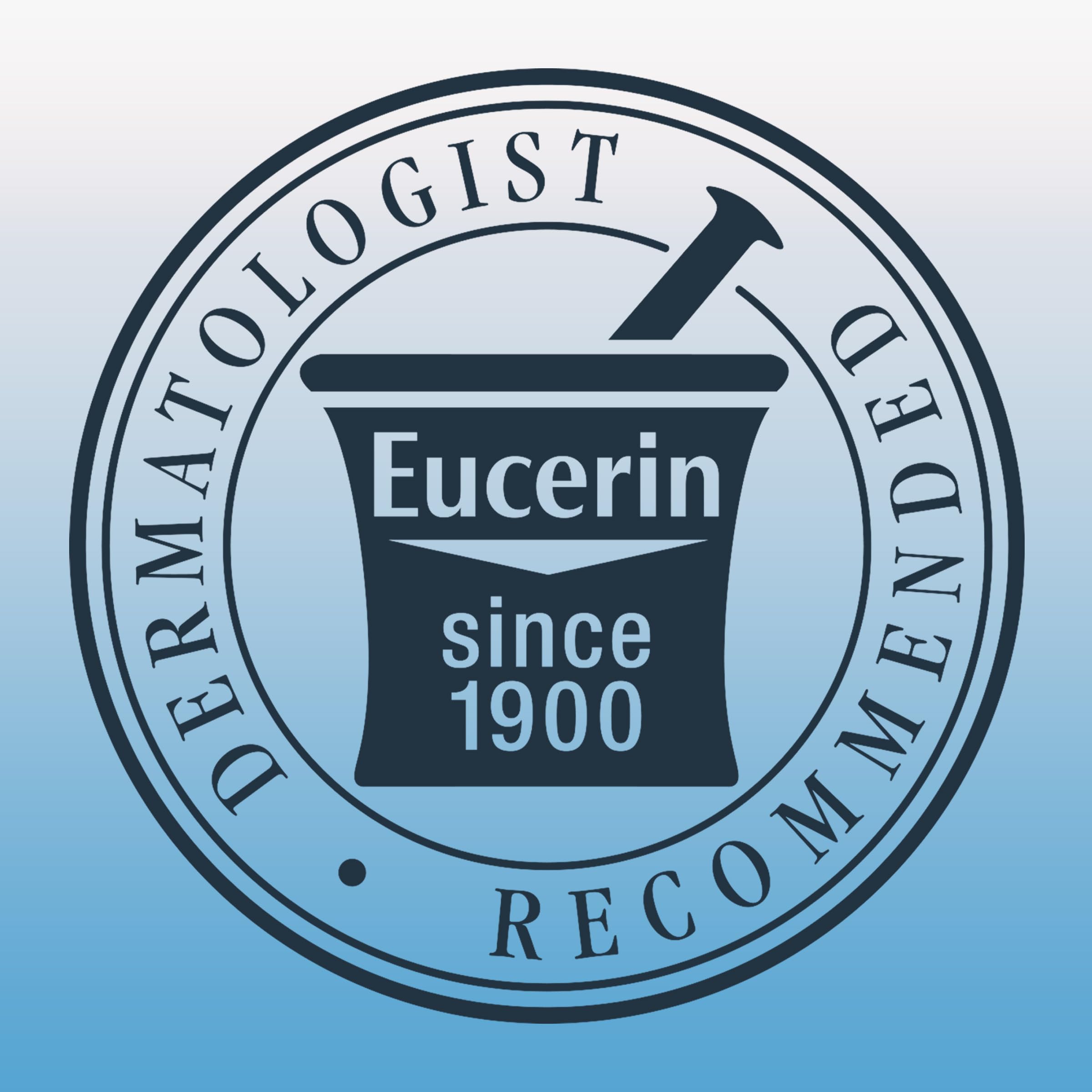 Dermatologist-recommended stamp featured with Eucerin skincare