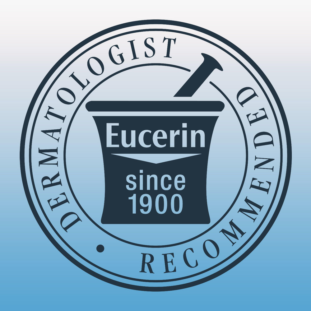 Dermatologist-recommended stamp featured with Eucerin skincare