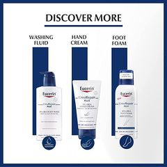 Eucerin Dry Skin Intensive texture close-up shows a creamy, hydrating formula