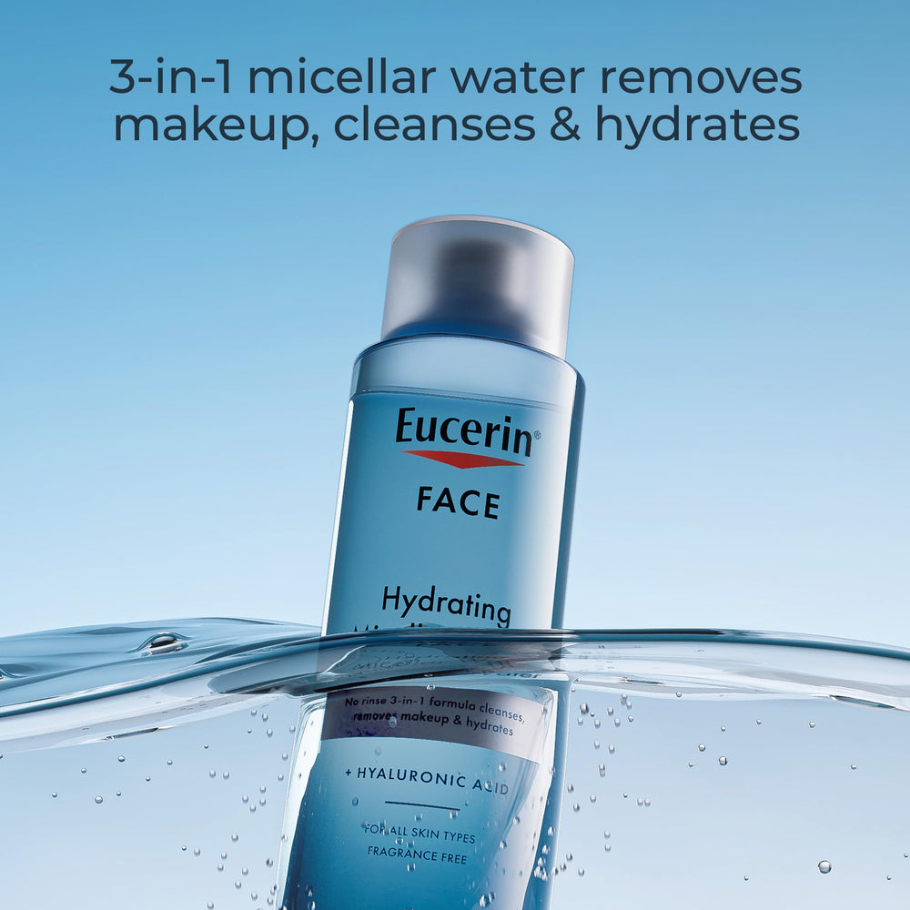 Eye makeup removal with Eucerin micellar water demonstrates waterproof makeup removal capability