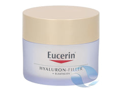 Eucerin Hyaluron-Filler + Elasticity Day Cream texture close-up showing creamy, fast-absorbing finish