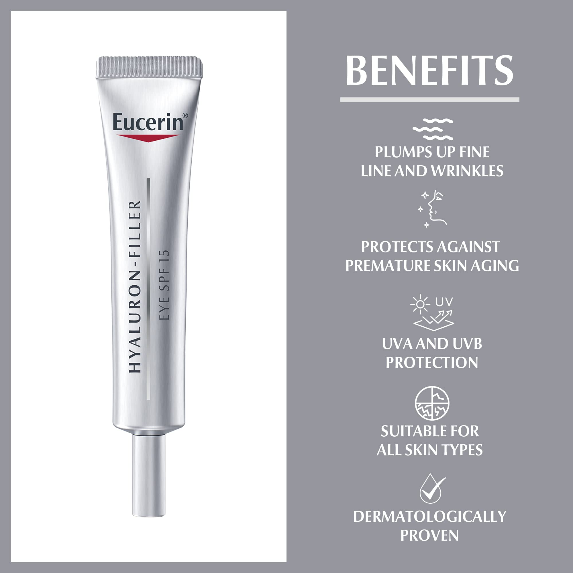 Eucerin Hyaluron Filler Eye Treatment on finger sample for quick absorption