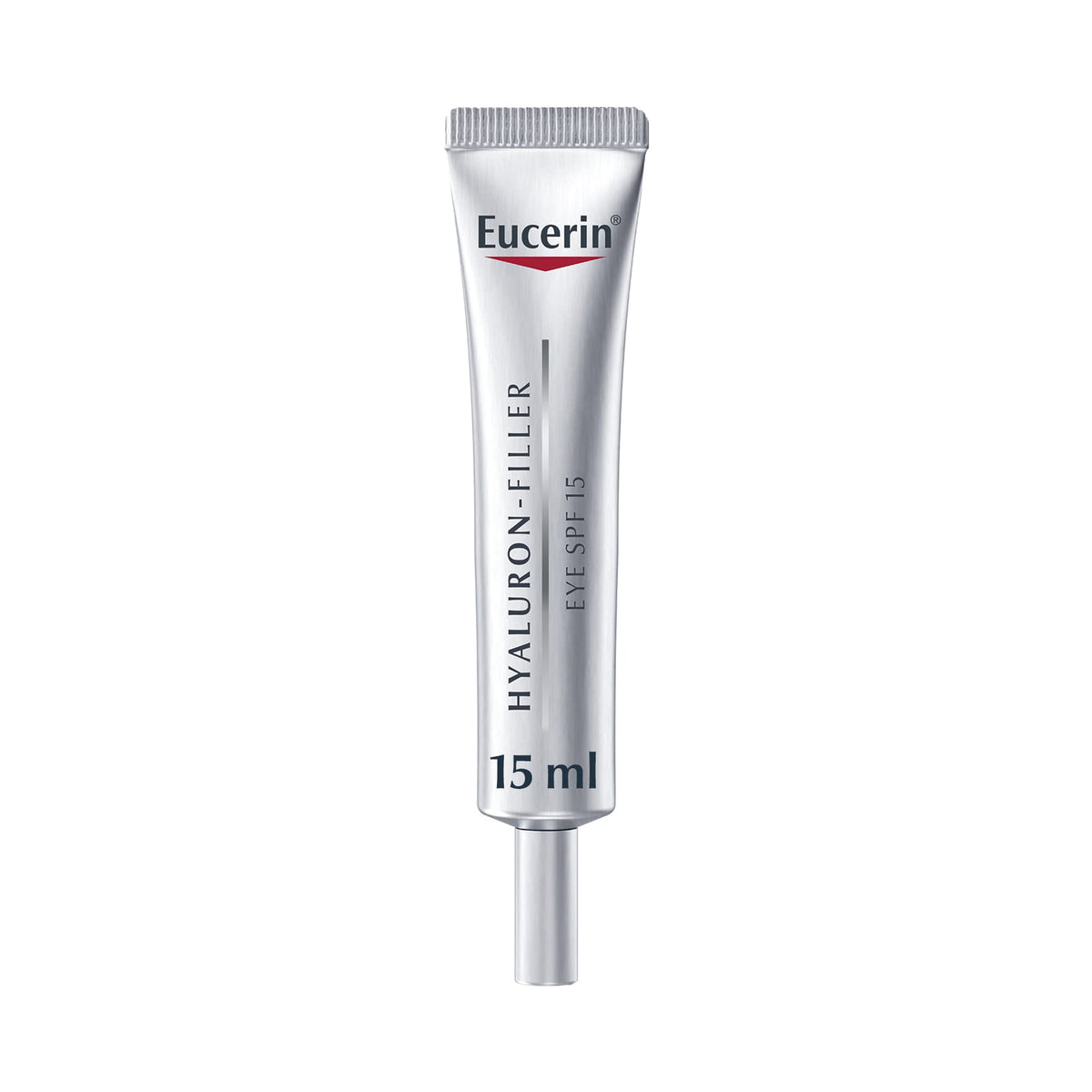 Eucerin Hyaluron Filler Eye Treatment tube closeup showing hydrating formula