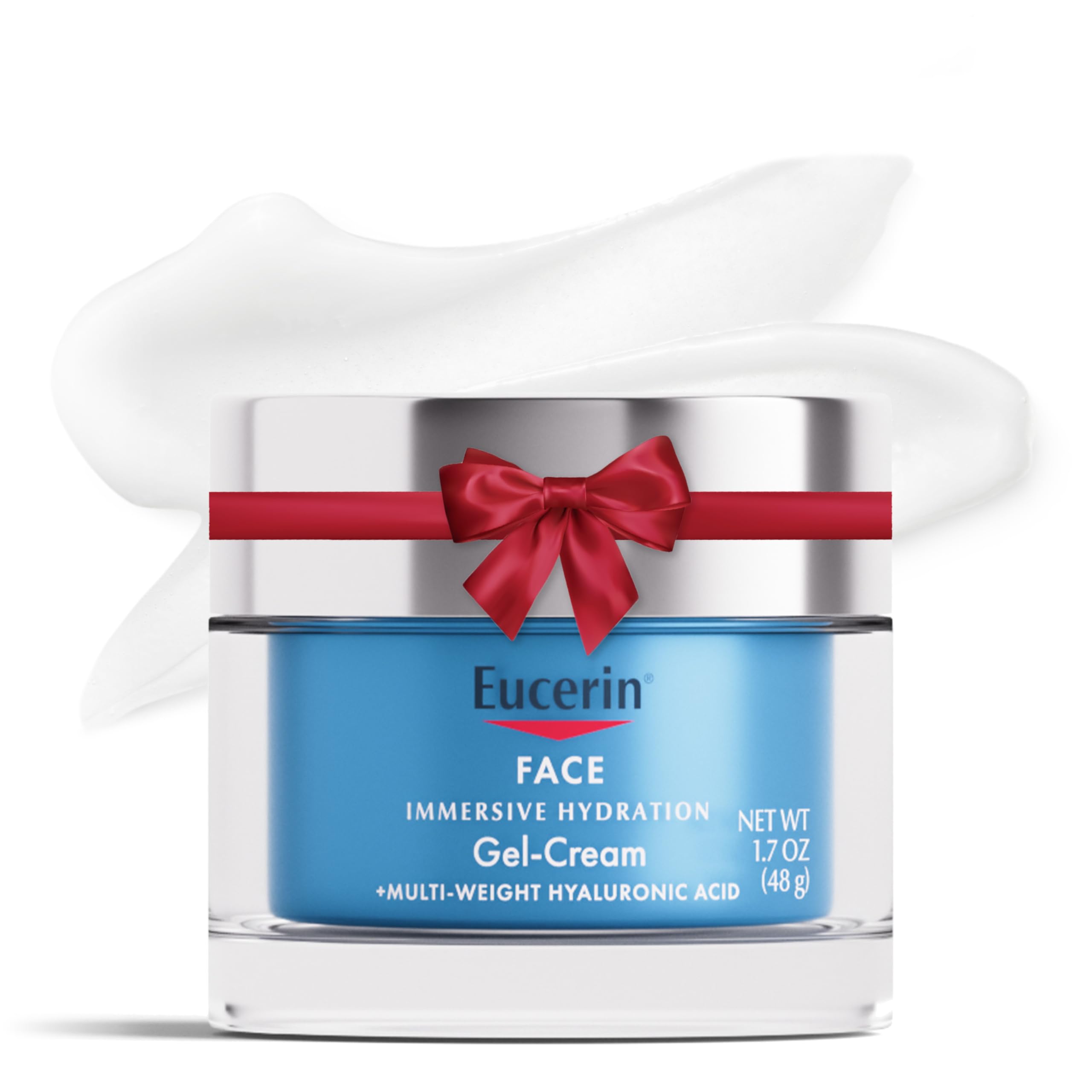 Eucerin Immersive Hydration Night Gel jar shows smooth, long-lasting overnight hydration.
