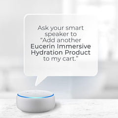 Eucerin Immersive Hydration Night Gel open jar reveals light gel texture for quick absorption.