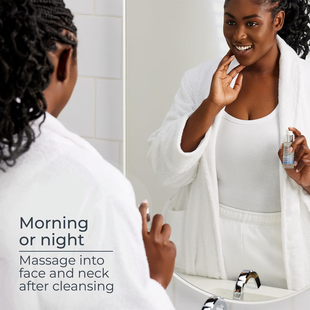 Application on hand demonstrates quick absorption and non-greasy finish for Eucerin serum