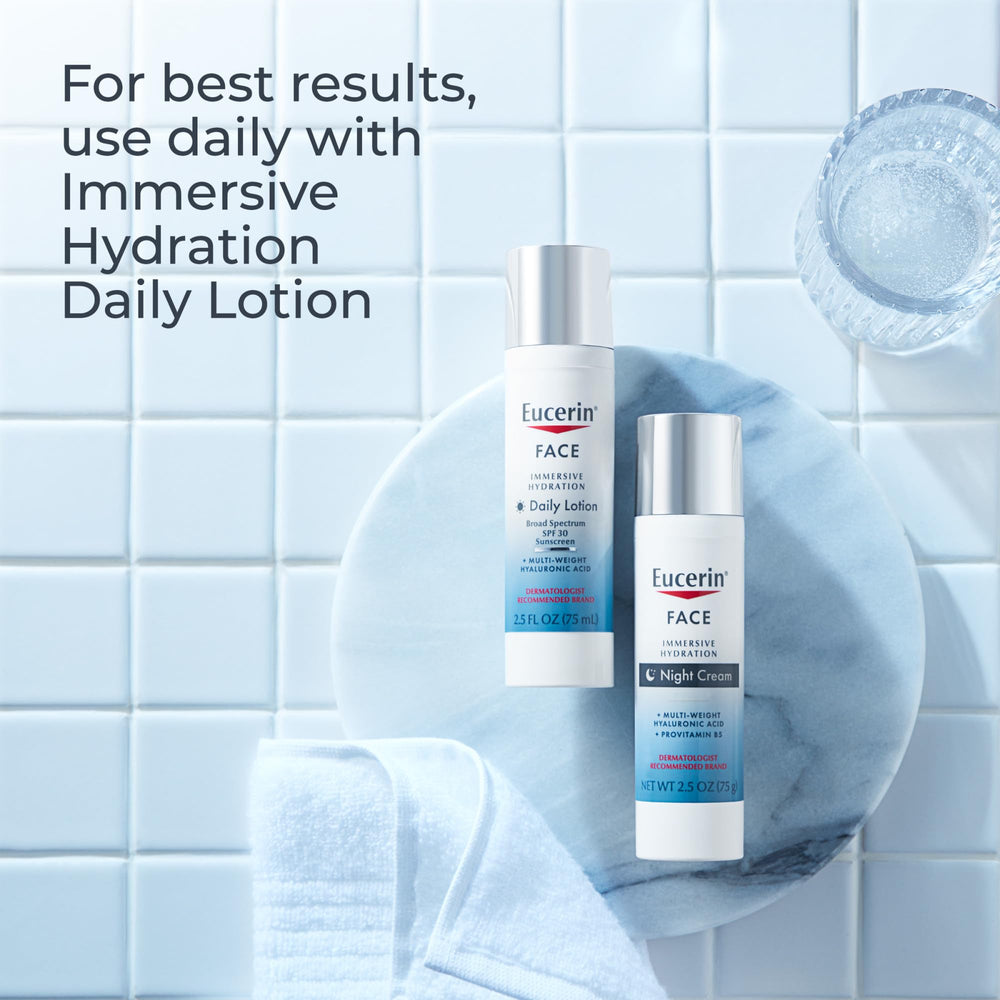 Eucerin skin types sensitive-friendly label highlights suitability for delicate skin.