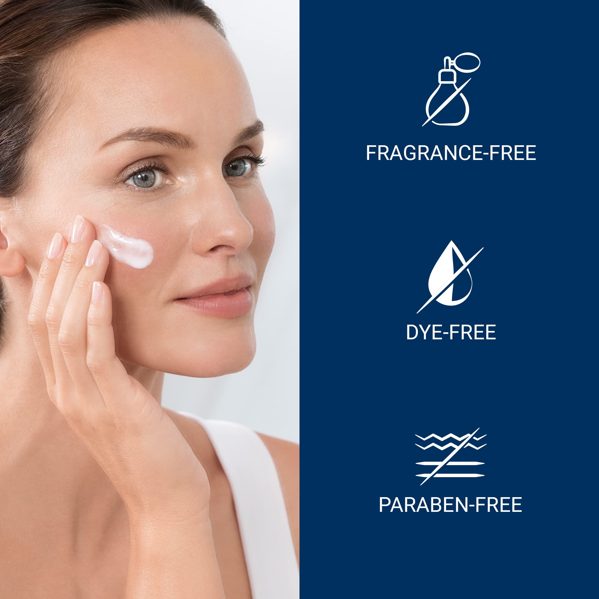 Eucerin sensitive-skin routine with fragrance-free moisturizer in use.
