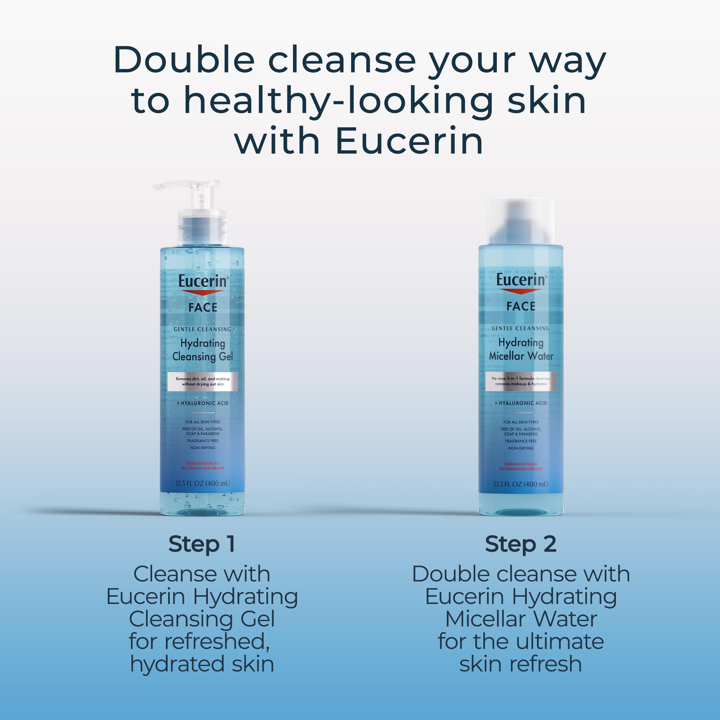 Eucerin: sin aceite ni alcohol, limpieza delicada.