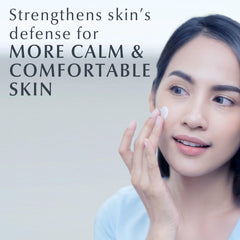 Eucerin Tri-Balance Complex graphic on packaging, highlighting threefold skin-supportive benefits.