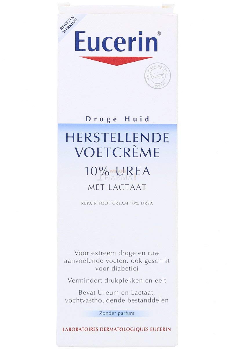 Close-up of applying Eucerin UreaRepair Plus Foot Cream on skin for soothing moisture.