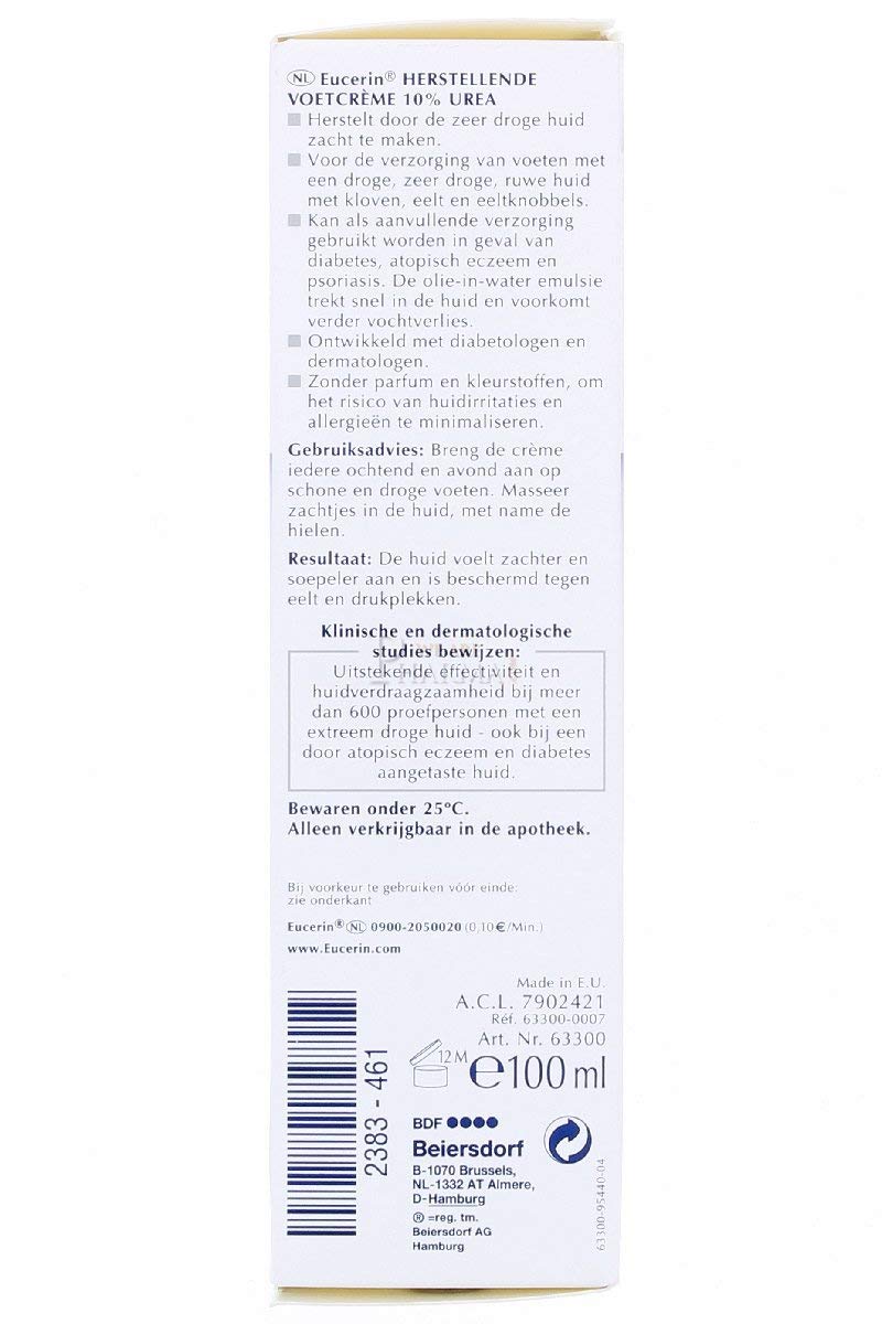 Foot callus softening with Eucerin UreaRepair Plus on rough areas.