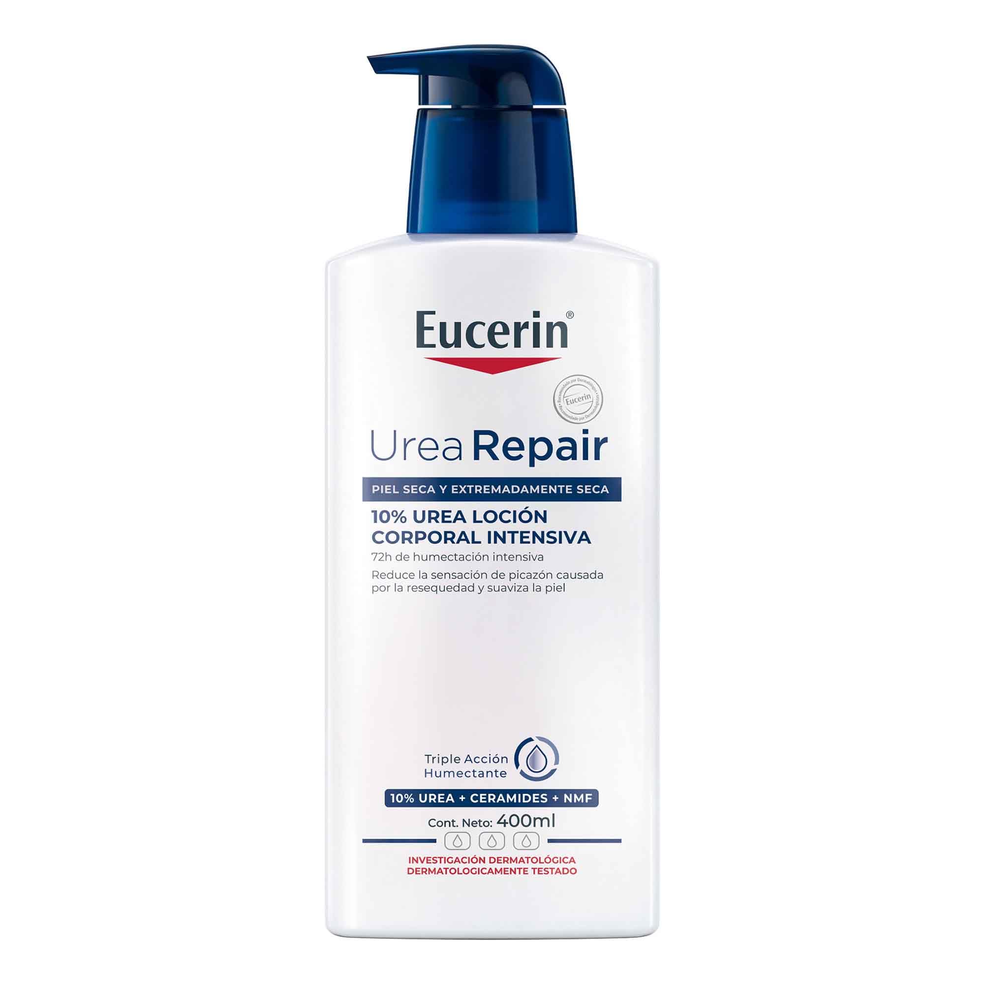 Eucerin Urea Repair Plus Intensive Lotion bottle front showing hydration-friendly texture