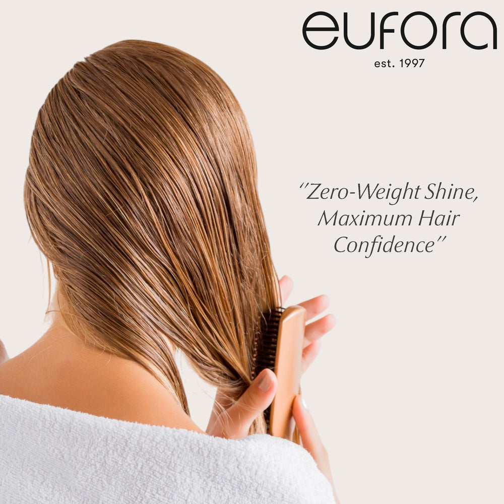 Eufora Pure Polish Shine Emollient smooths coarse hair for soft, sleek results