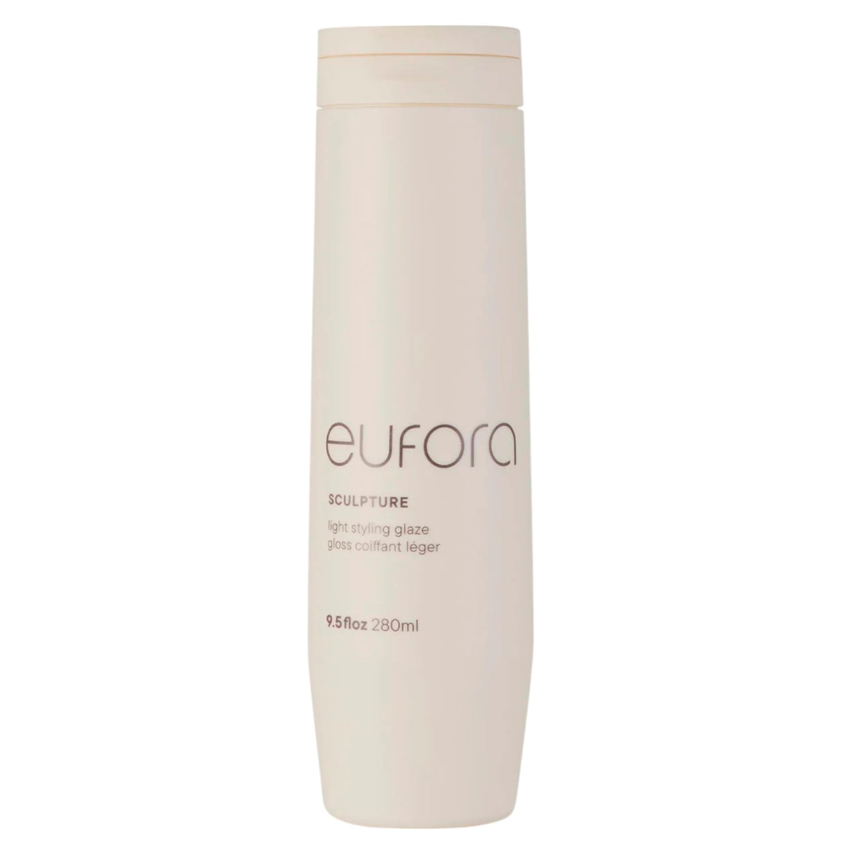 Eufora Sculpture Light Styling Glaze bottle with pump delivering flexible hold for versatile looks.