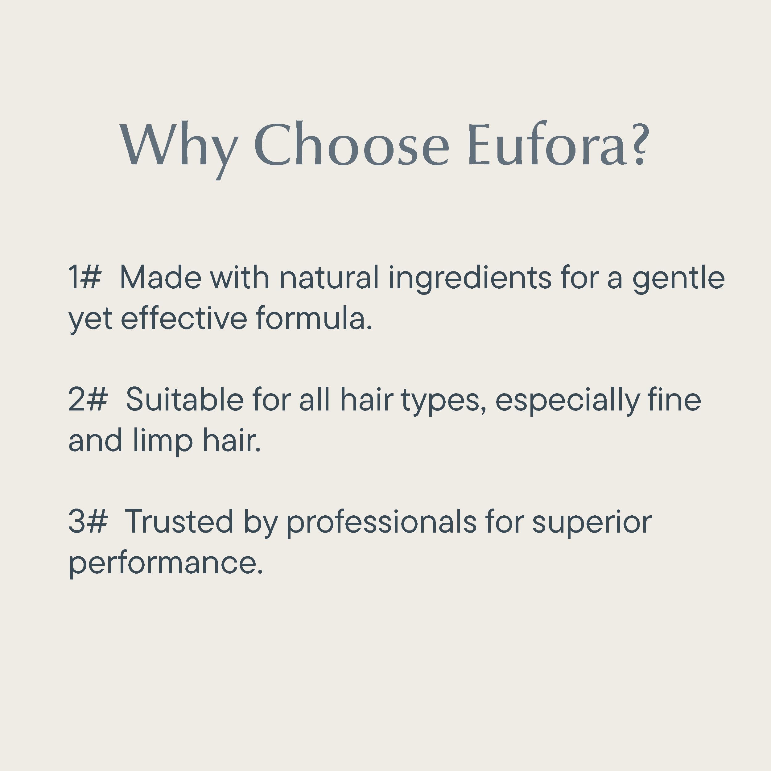 Eufora Texturizing Spray for fine hair lifts thin strands for a fuller look.