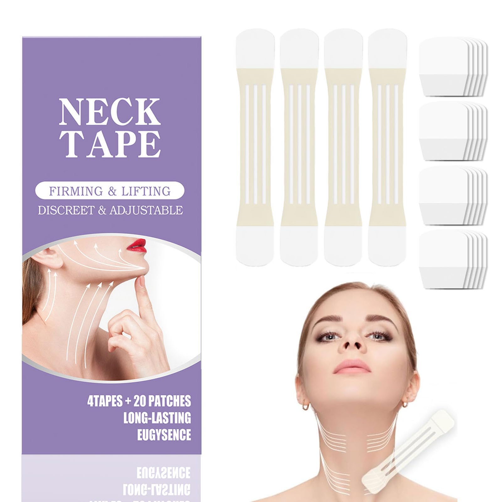 EUGYSENCE neck lift tape behind-neck invisible design for discreet contour under hair.