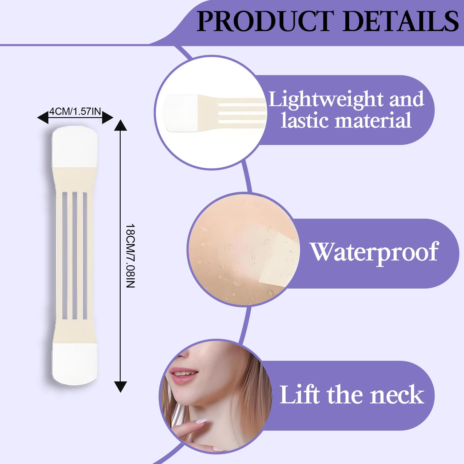 EUGYSENCE neck lift tape behind-neck design stays hidden under hair for any outfit.