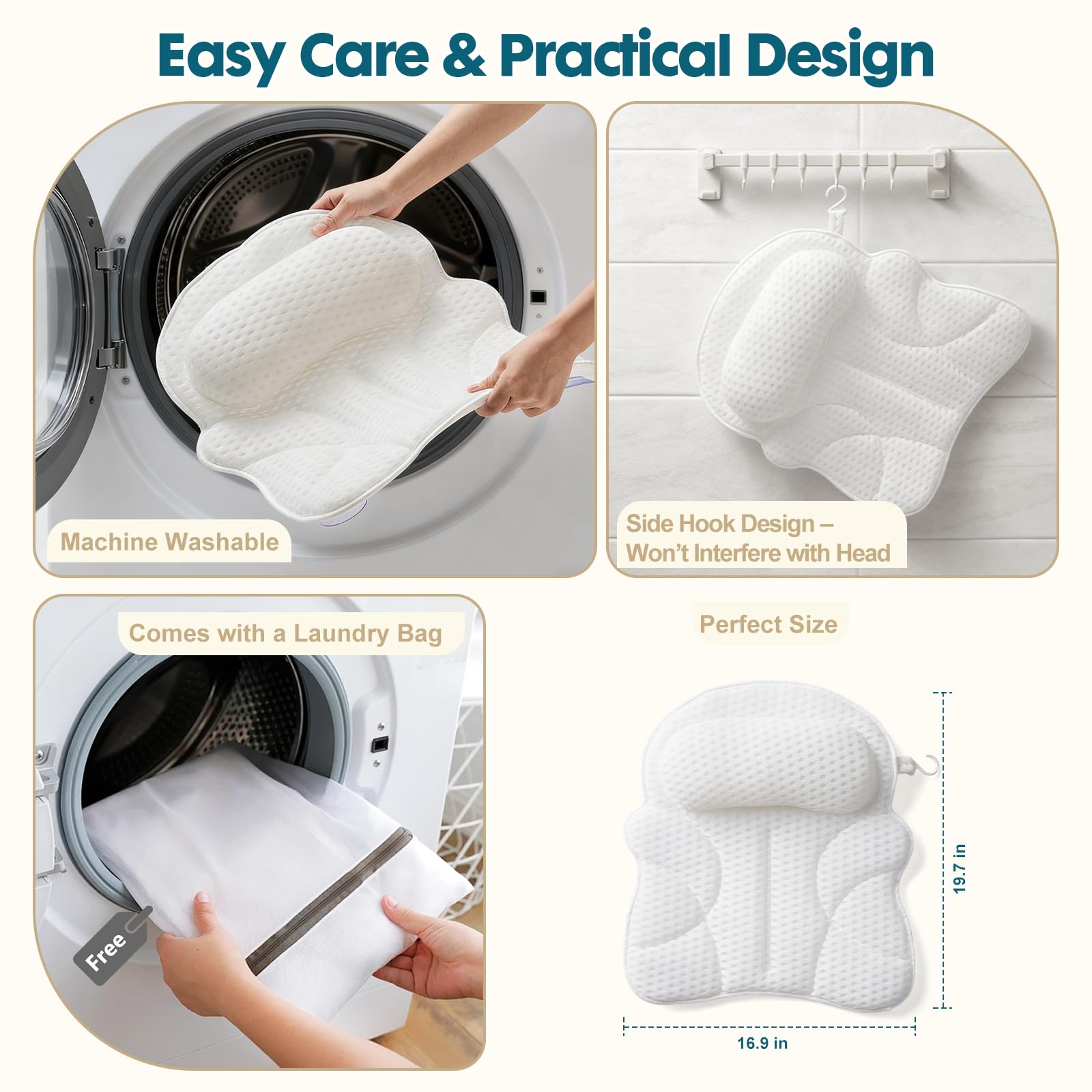 EULAXLAB-bath-pillow-hanging-hook enables easy drying and quick storage.