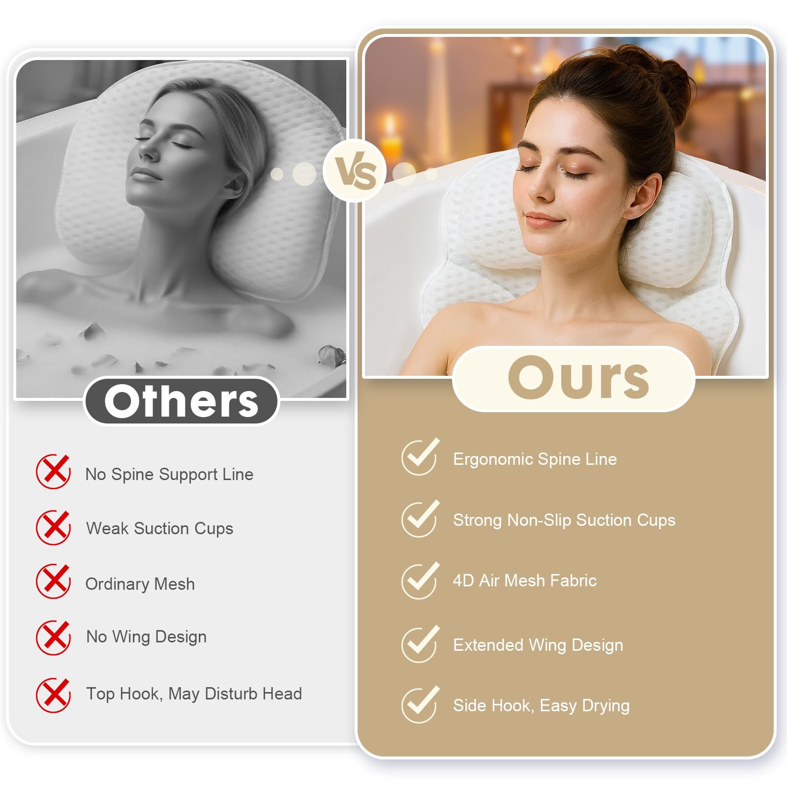 EULAXLAB spa-like relaxation setup elevates bath time with this pillow.