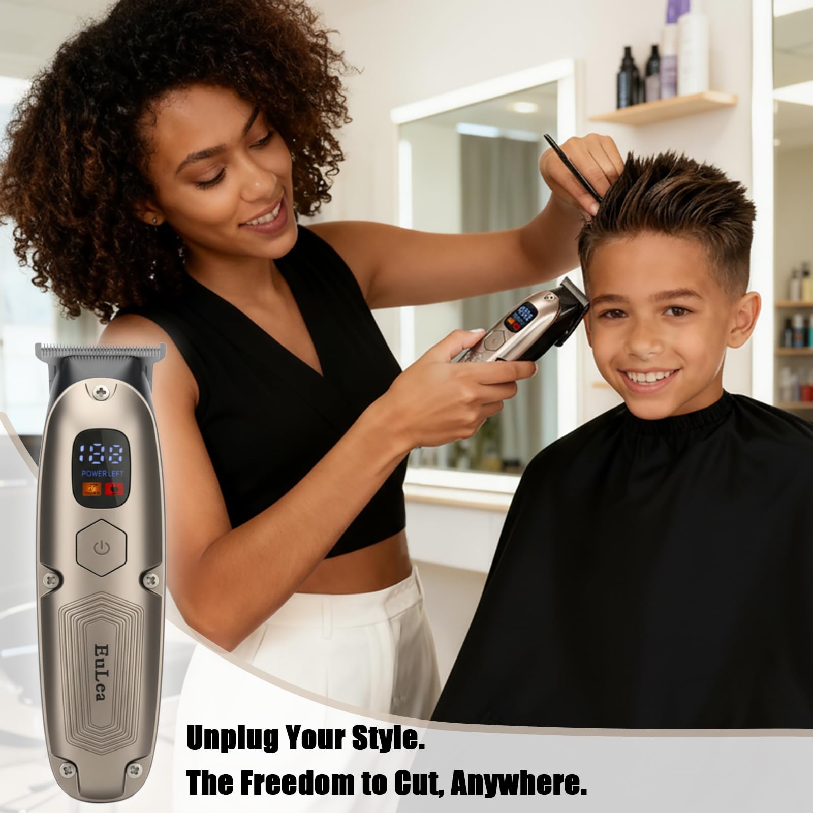 EuLea quiet-operation clipper enables comfortable self-grooming at home.
