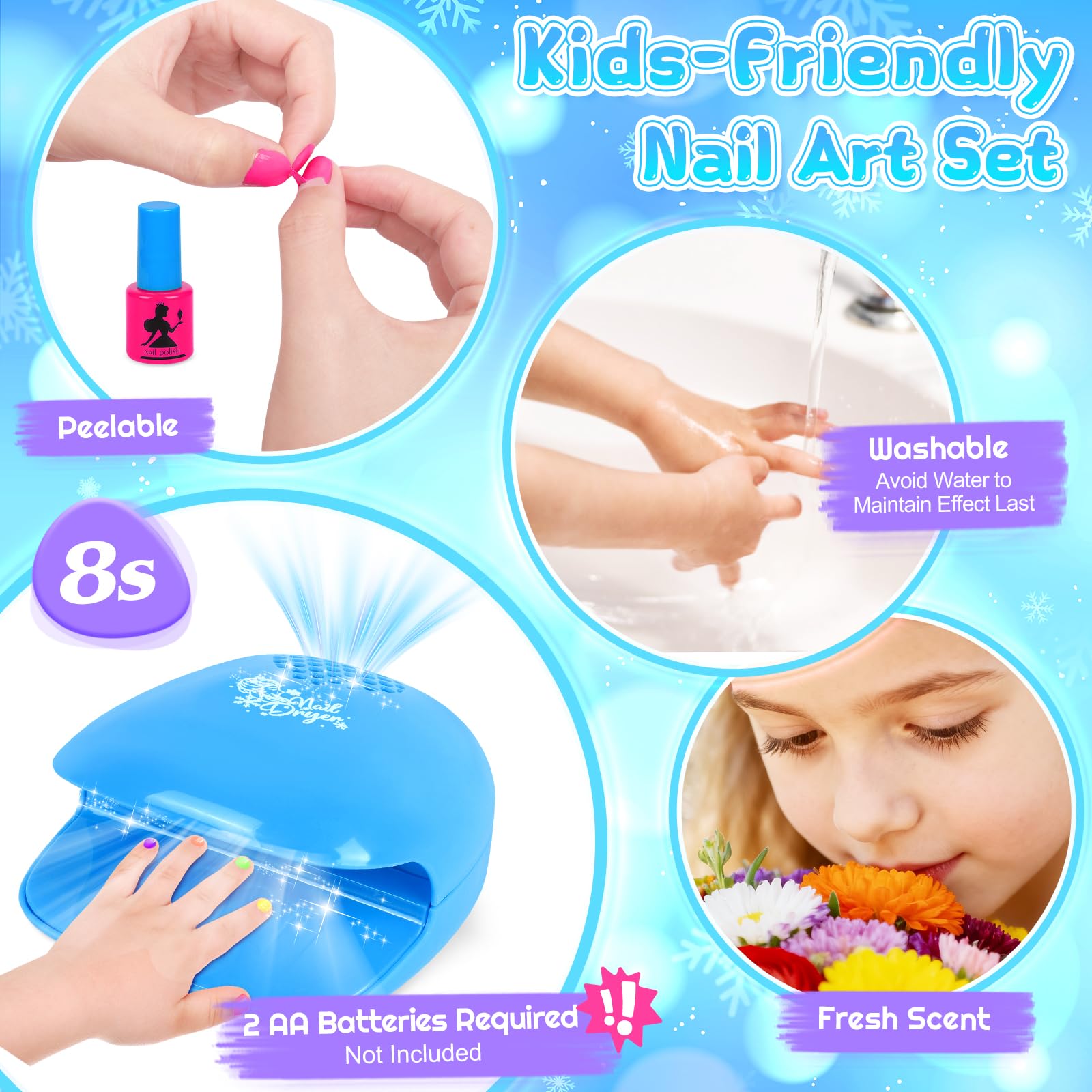 EULRGAUS nail dryer speeds drying for mess-free, kid-friendly manicure sessions.