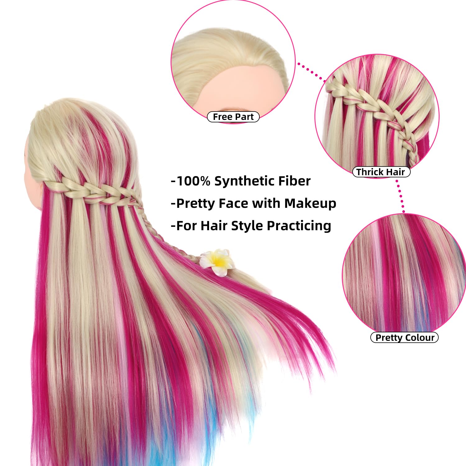 Eumos cosmetology doll head designed for braiding and salon education