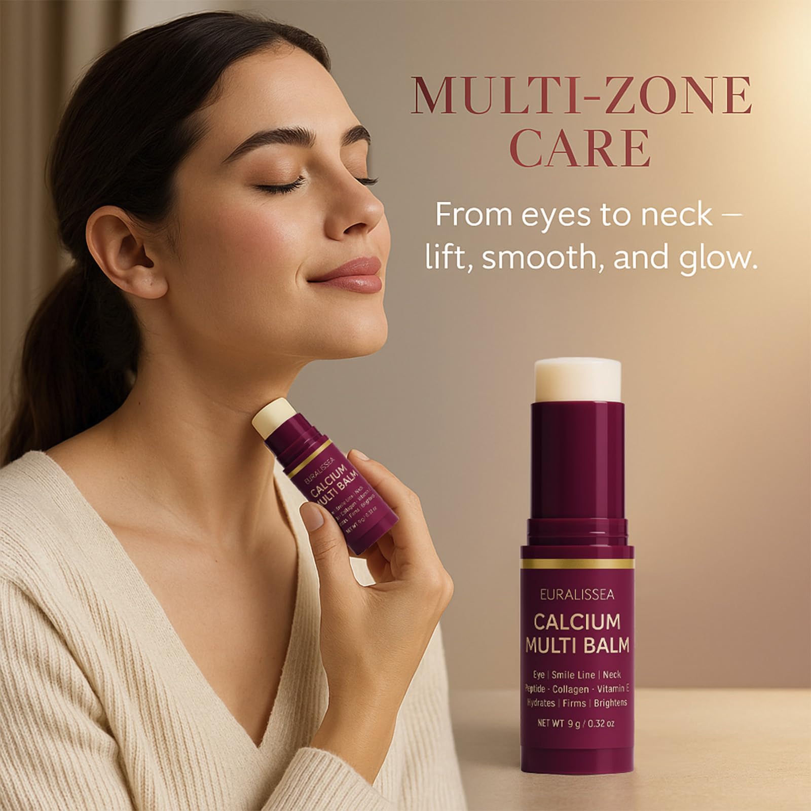 Euralissea Calcium Volume Multi Balm eyes application provides gentle firming and hydration.