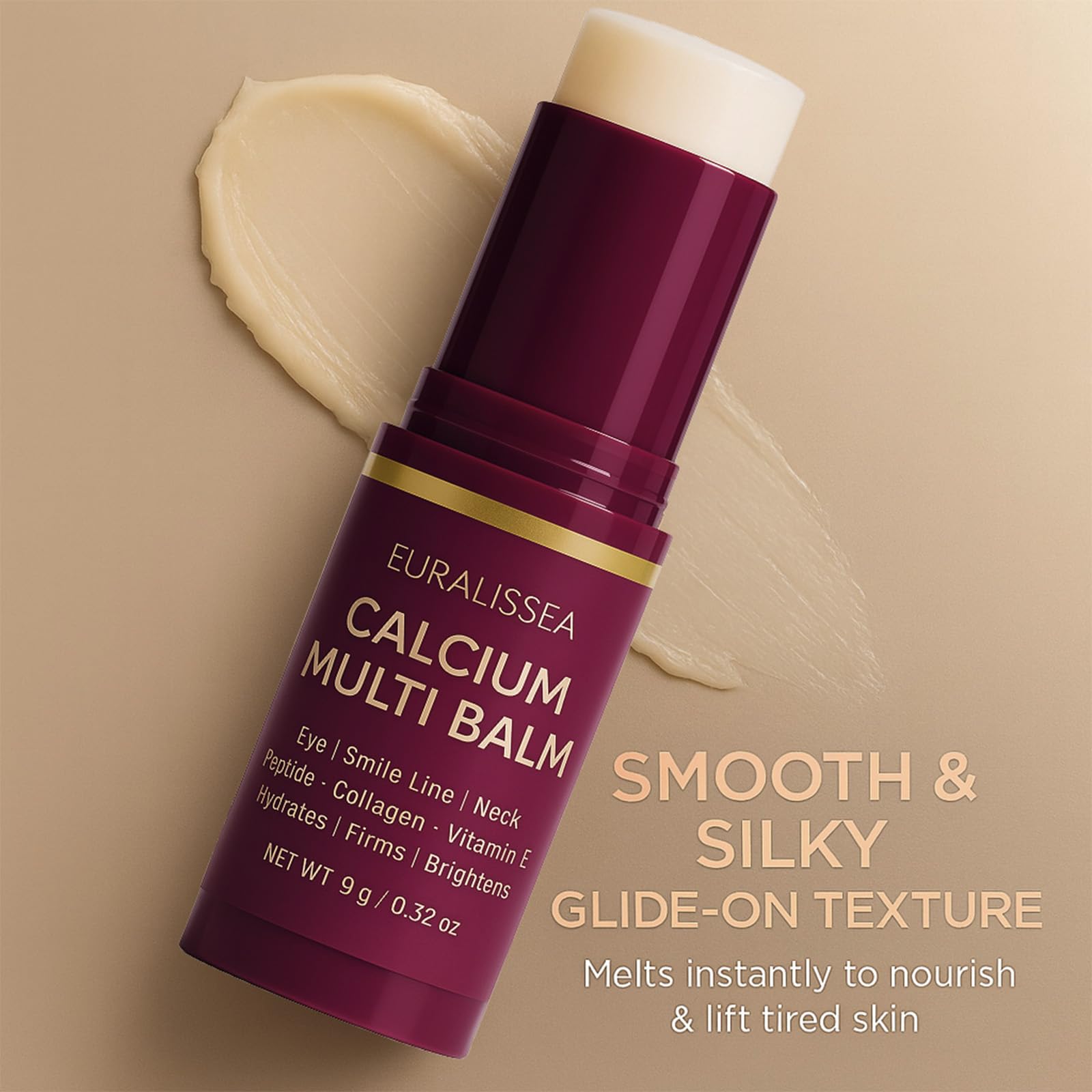 Euralissea Calcium Volume Multi Balm on the face for instant moisture.