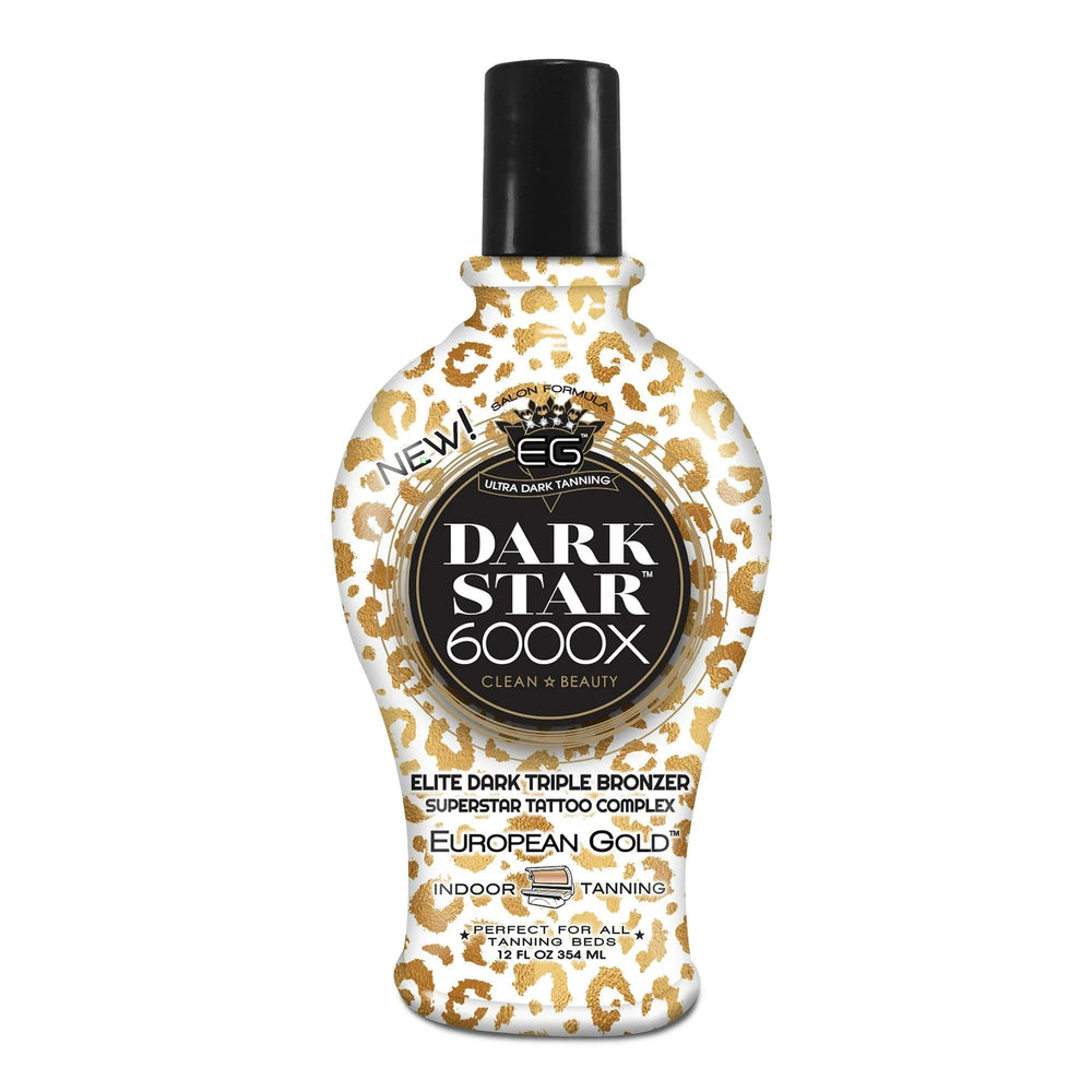 European Gold Dark Star 6000X bronzer layers deliver instant DHA color.