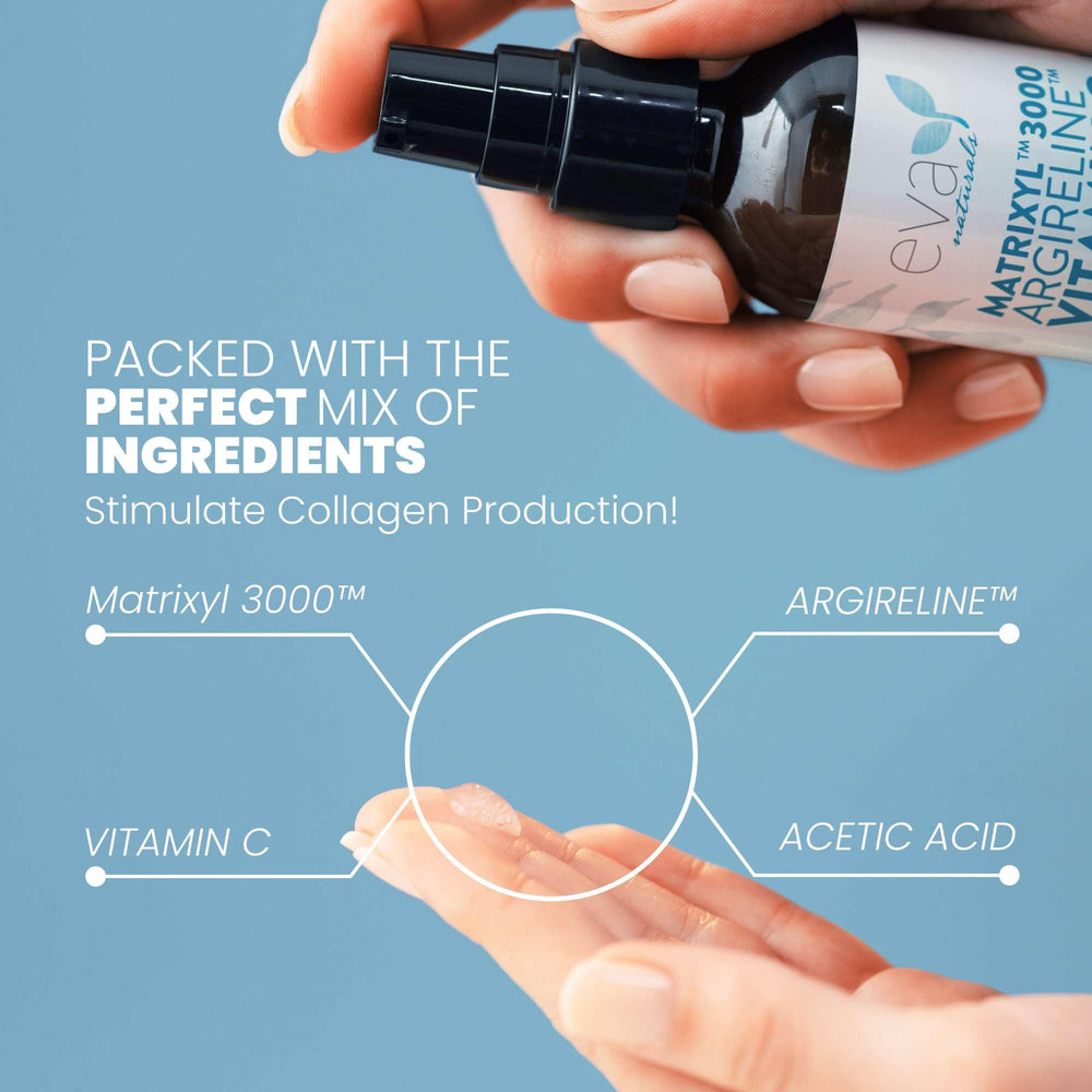 Eva Naturals Aloe-infused serum bottle emphasizes gentle hydration for sensitive skin.