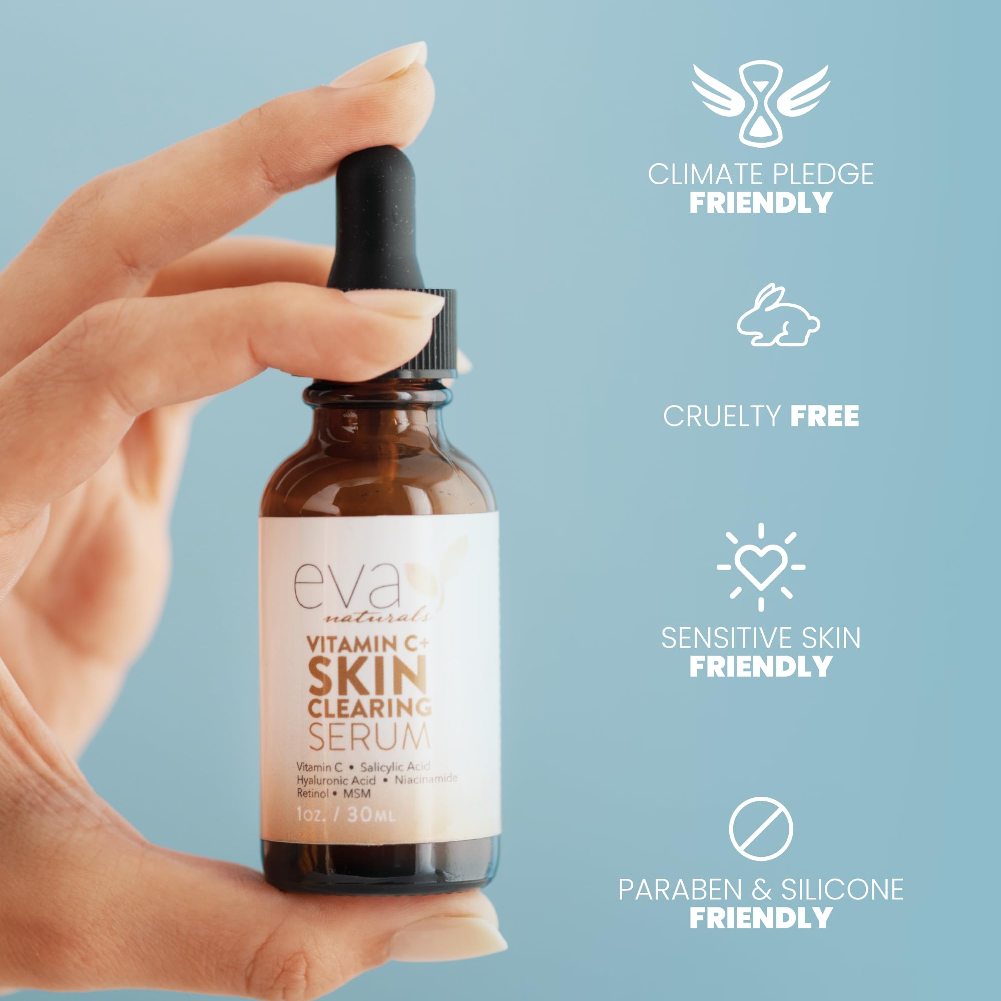 Eva Naturals aloe-witch-hazel-tea-tree calm and balance skin.