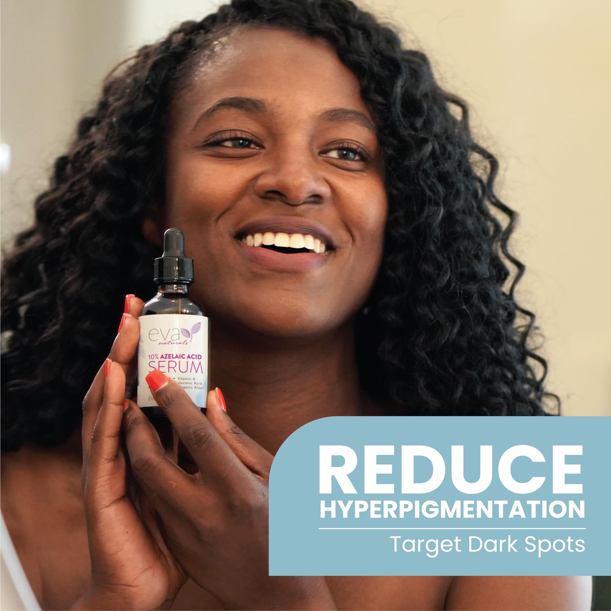 Eva Naturals azelaic acid serum apply on face demonstrates simple morning or night use