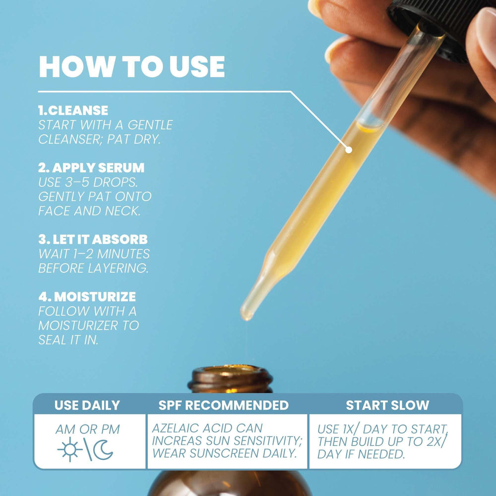 Eva Naturals azelaic serum texture swirl evokes smooth, refreshed skin texture.