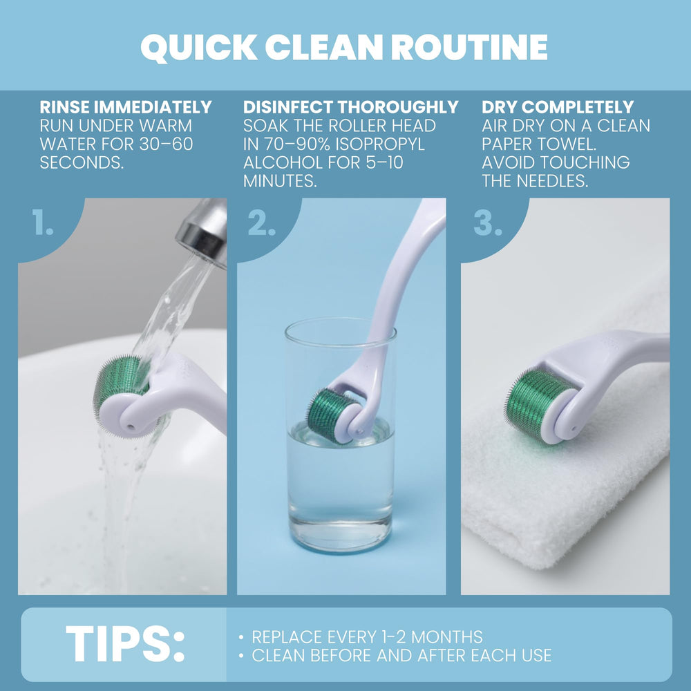 Eva Naturals cleaner step – cleaning roller before use supports hygiene