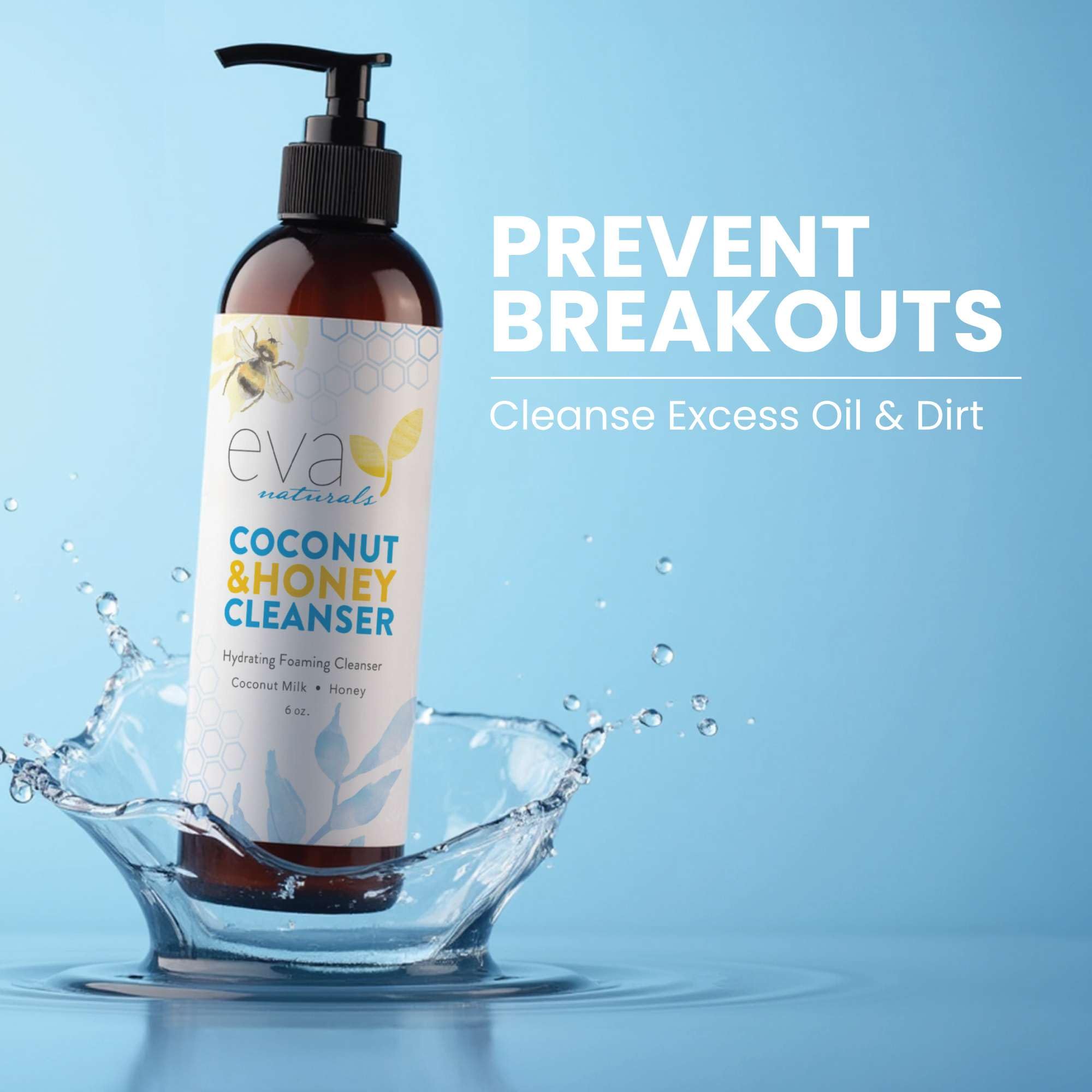 Eva Naturals Coconut and Honey Foaming Face Wash with anti aging formula supports skin resilience.