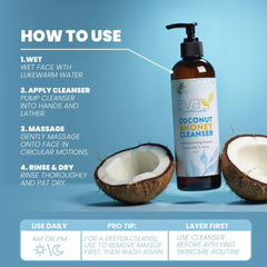Eva Naturals Coconut and Honey Foaming Face Wash hydrates skin as it cleanses.