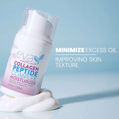 Eva Naturals Collagen Peptide Moisturizer application image shows soothing night routine usage.