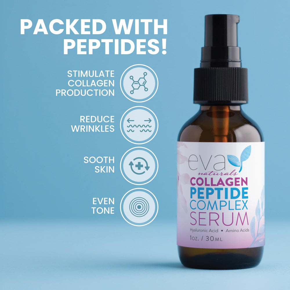 Eva Naturals collagen peptide serum dropper dispensing lightweight formula