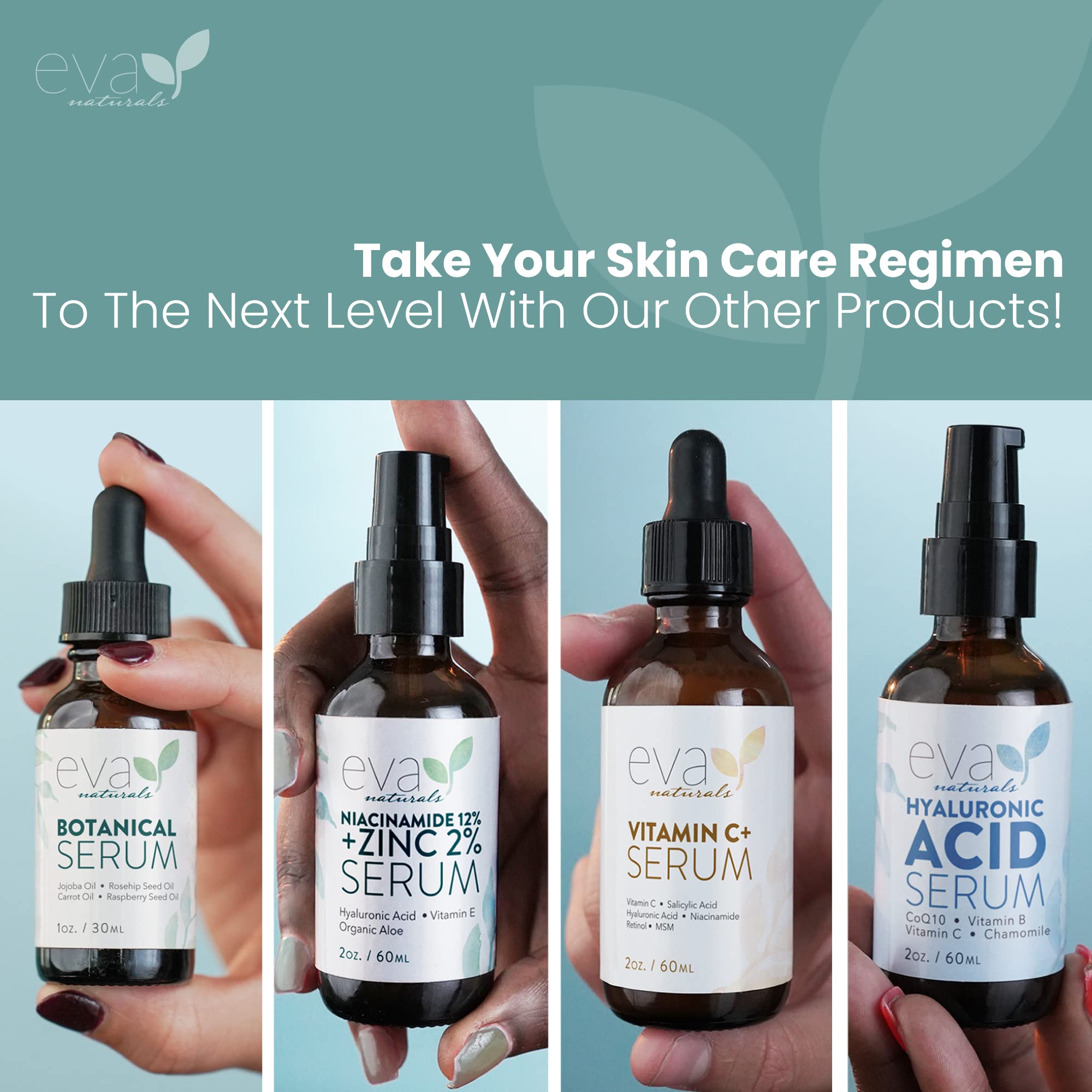 Eva Naturals daily-use serum suits all skin types and routines.