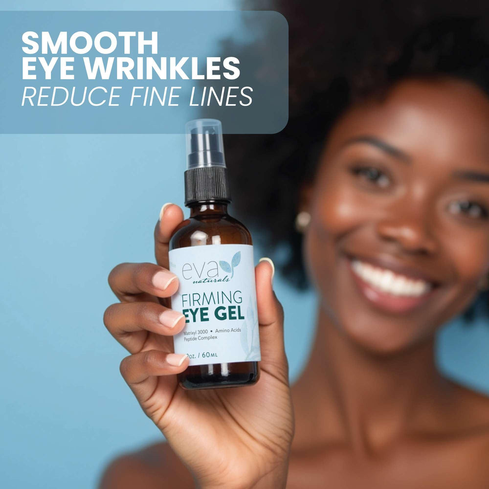 Eva Naturals Eye Gel cooling depuff action around the eyes for refreshed look.