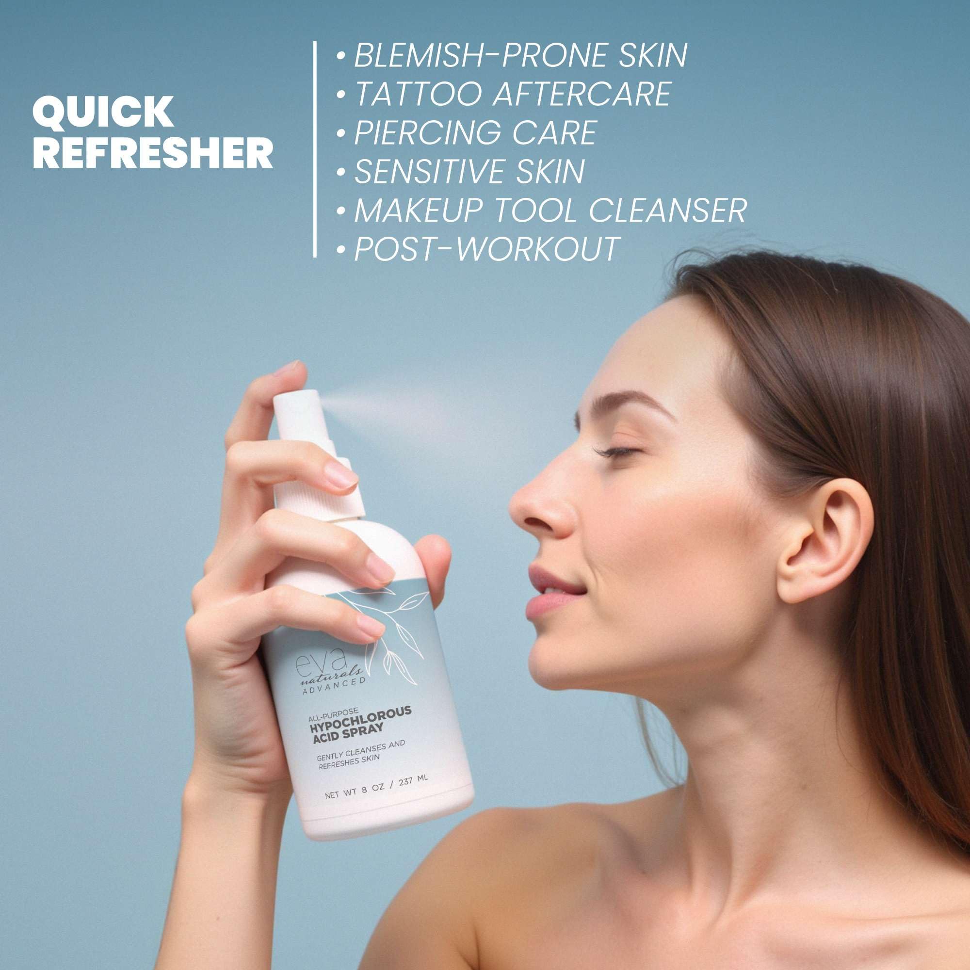 Eva Naturals HOCl household multiuse spray cleans surfaces without residue