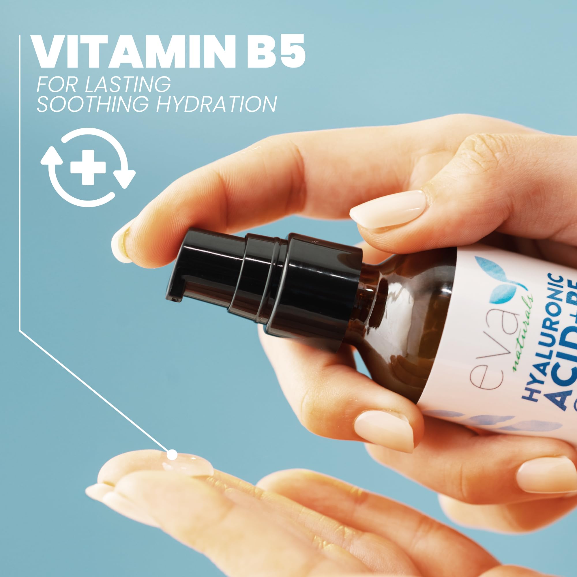 Eva Naturals Hyaluronic Acid + B5 Serum with Vitamin C highlights brightening and even-tone potential.