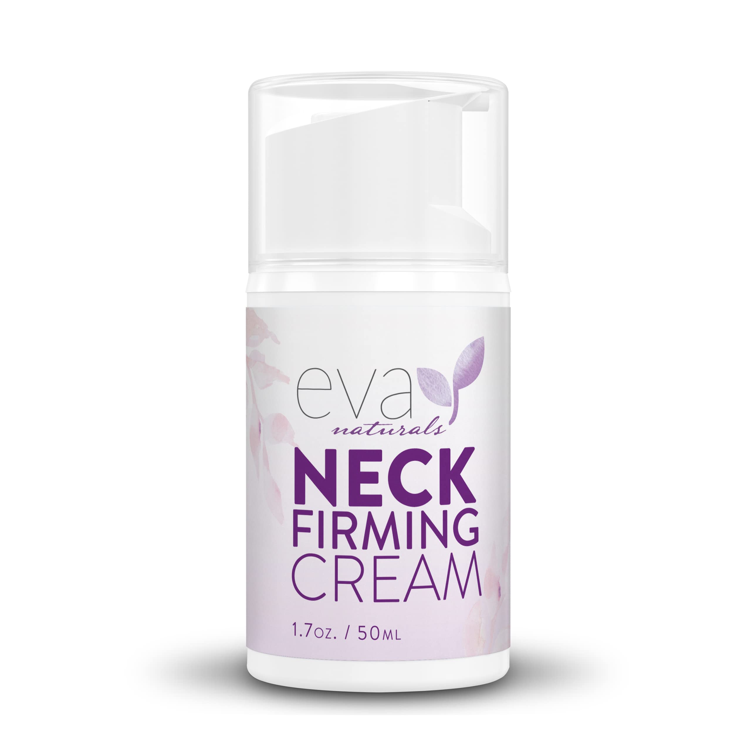 Eva Naturals neck firming cream tube closeup, highlighting firming action for neck skin.